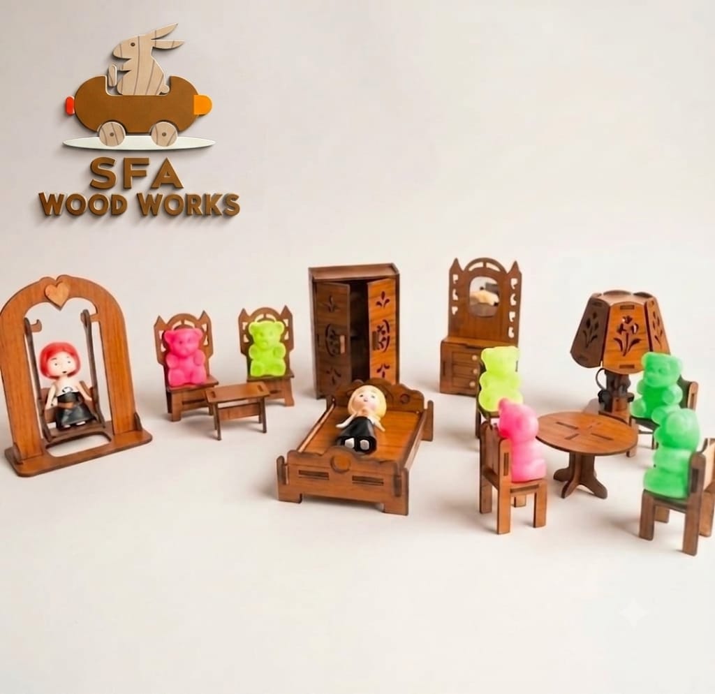 Kids Wooden Doll House Furniture Set (Best Offer)”